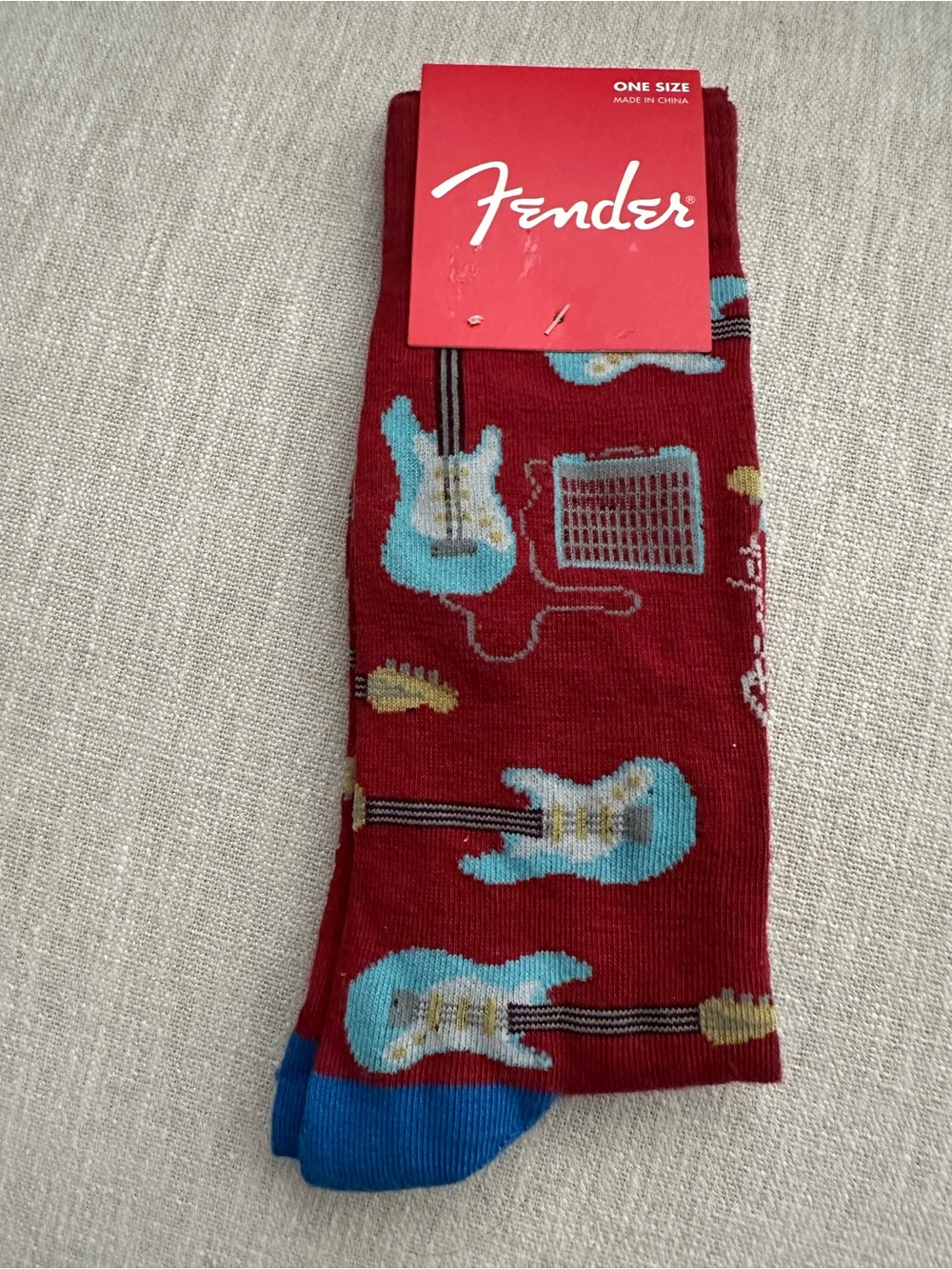 Fender Unisex Red Guitar And Amp Print Socks
